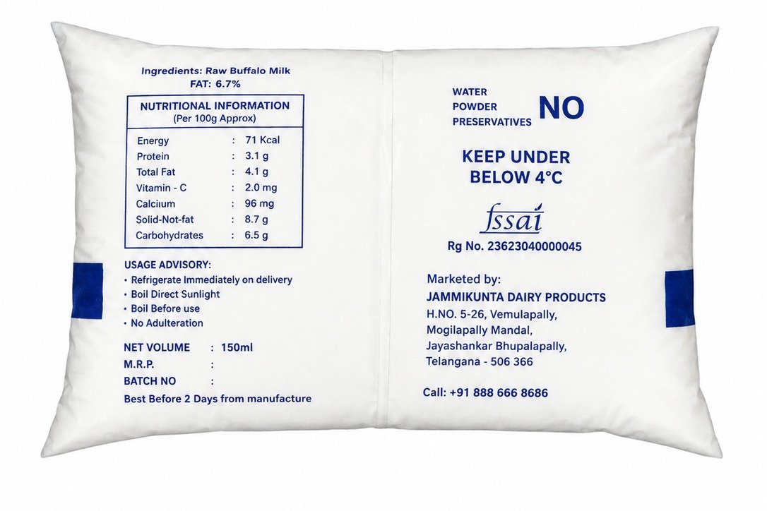 Jammikunta Dairy milk packet — nutrition details